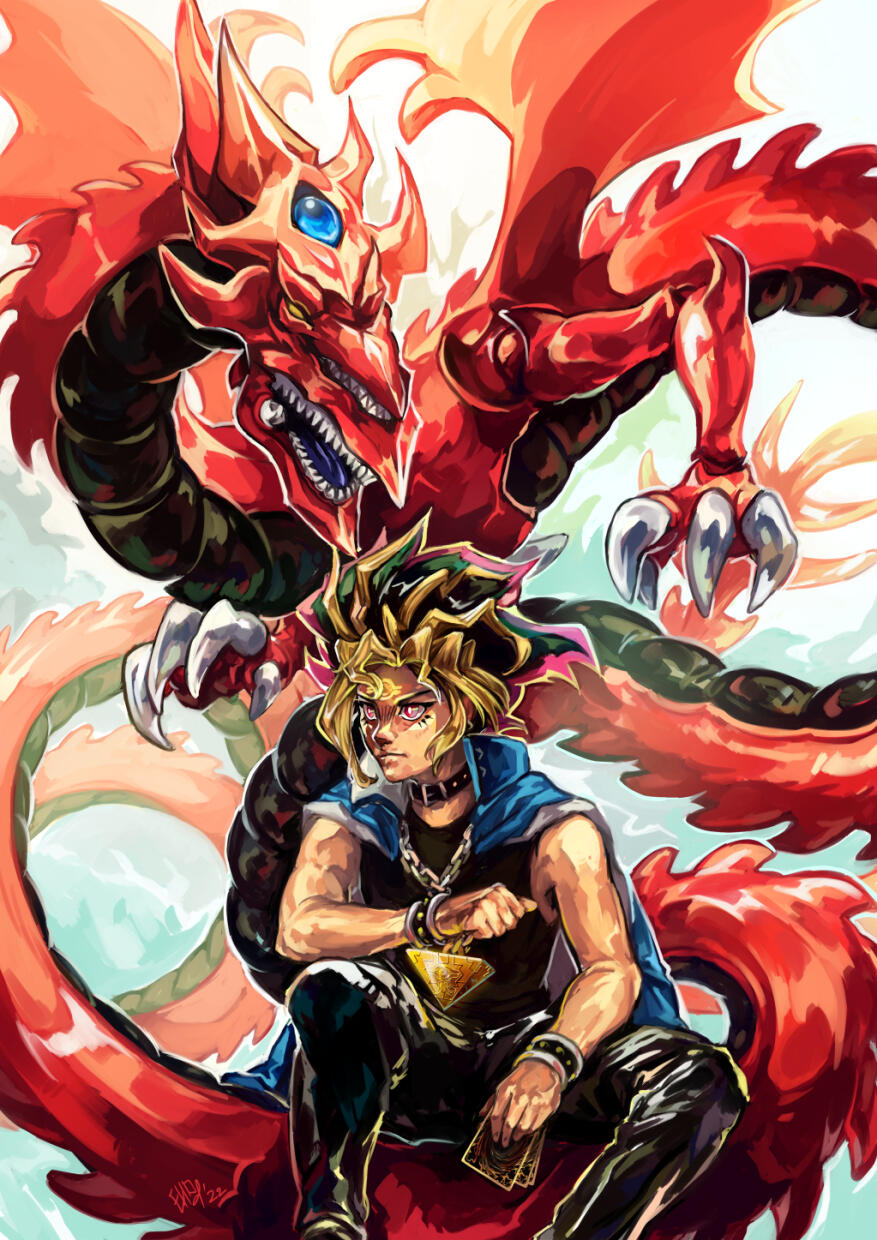 Yami and Slifer - Yugioh